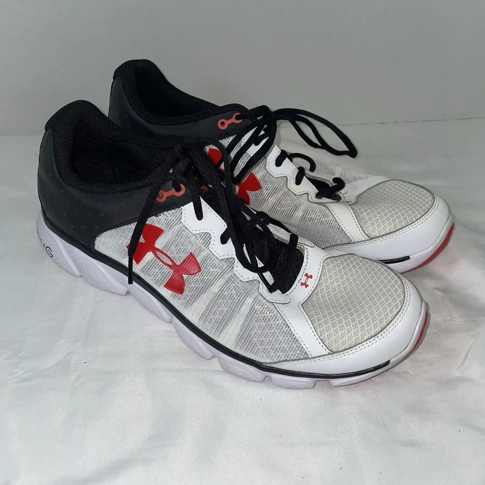 Under Armour‎ Micro G Assert 6 Mens Running Shoes White Black Red Sz 13